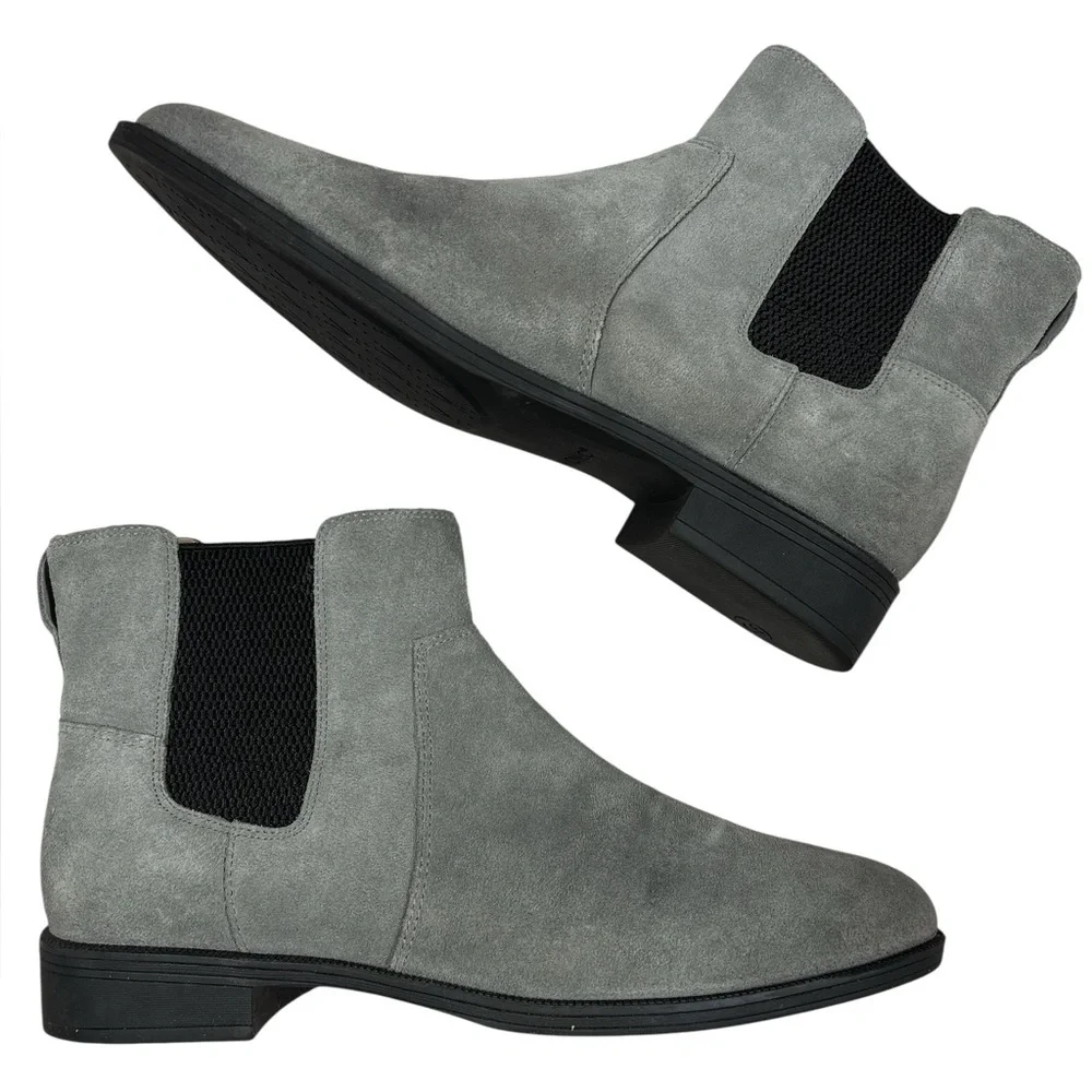 Vionic Women’s Alana Suede Bootie Sz 8 Gray Chelsea Slip On Comfort Neutral - Picture 2 of 8